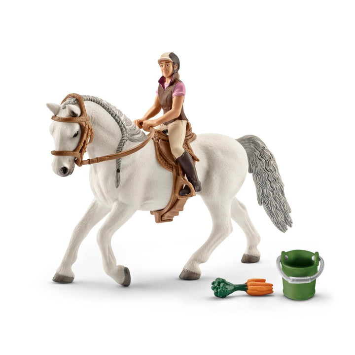 Cavalière sur jument lipizzan